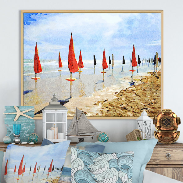 Highland Dunes Beach Umbrellas On Canvas Print Wayfair